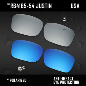 Anti Scratch Polarized Replacement Lenses for-RB4165-54 Justin
