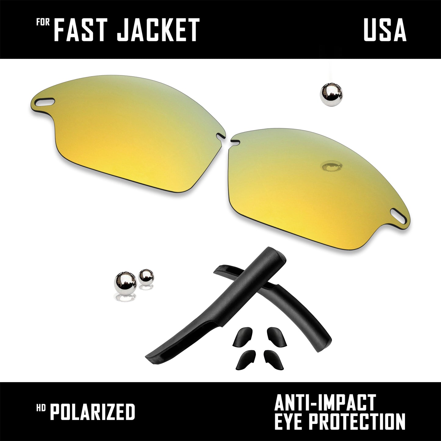 Anti Scratch Polarized Replacement Lens&Rubber Kit for-Oakley Fast Jacket OO9097