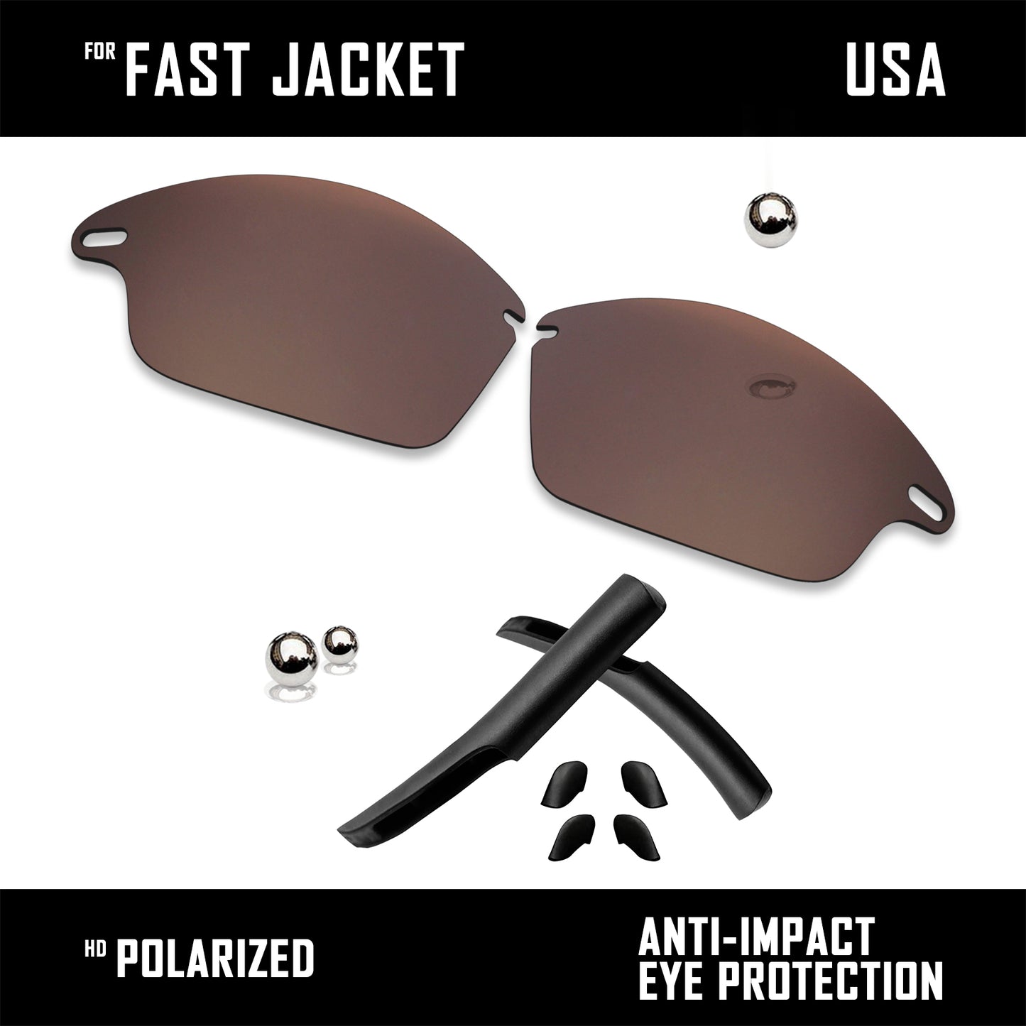 Anti Scratch Polarized Replacement Lens&Rubber Kit for-Oakley Fast Jacket OO9097