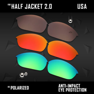 Anti Scratch Polarized Replacement Lenses for-Oakley Half Jacket 2.0 OO9144 Opt