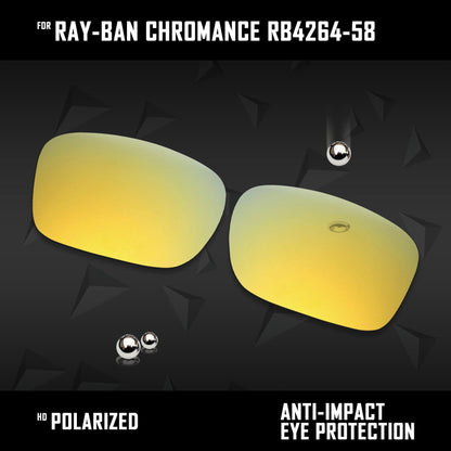 Anti Scratch Polarized Replacement Lenses for-Ray-Ban Chromance RB4264-58 Options