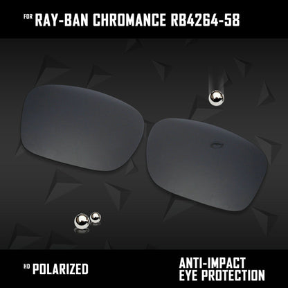 Anti Scratch Polarized Replacement Lenses for-Ray-Ban Chromance RB4264-58 Options