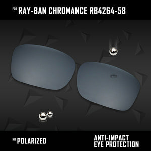 Anti Scratch Polarized Replacement Lenses for-Ray-Ban Chromance RB4264-58 Options