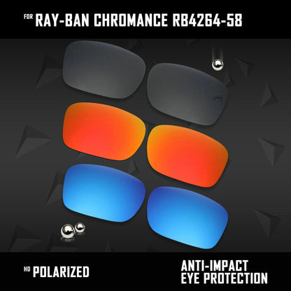 Anti Scratch Polarized Replacement Lenses for-Ray-Ban Chromance RB4264-58 Options