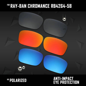 Anti Scratch Polarized Replacement Lenses for-Ray-Ban Chromance RB4264-58 Options