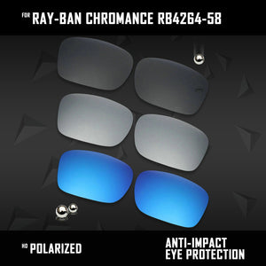 Anti Scratch Polarized Replacement Lenses for-Ray-Ban Chromance RB4264-58 Options
