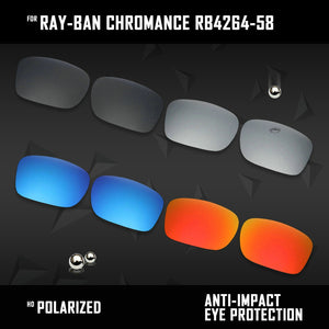 Anti Scratch Polarized Replacement Lenses for-Ray-Ban Chromance RB4264-58 Options
