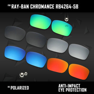 Anti Scratch Polarized Replacement Lenses for-Ray-Ban Chromance RB4264-58 Options