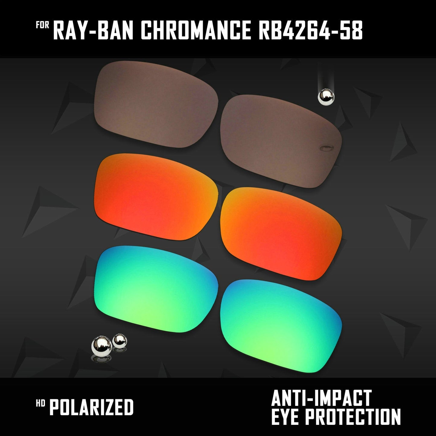 Anti Scratch Polarized Replacement Lenses for-Ray-Ban Chromance RB4264-58 Options