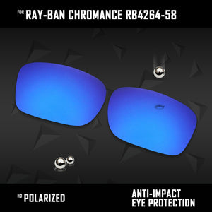 Anti Scratch Polarized Replacement Lenses for-Ray-Ban Chromance RB4264-58 Options