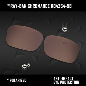 Anti Scratch Polarized Replacement Lenses for-Ray-Ban Chromance RB4264-58 Options