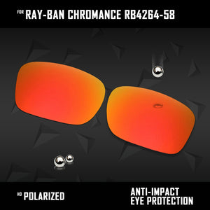 Anti Scratch Polarized Replacement Lenses for-Ray-Ban Chromance RB4264-58 Options