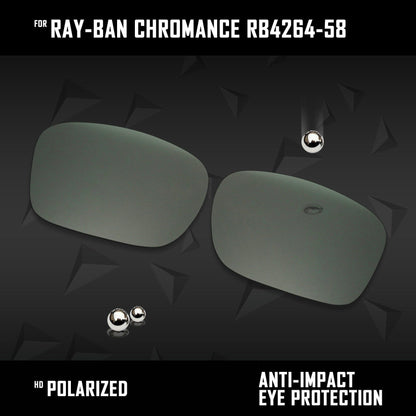 Anti Scratch Polarized Replacement Lenses for-Ray-Ban Chromance RB4264-58 Options