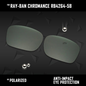 Anti Scratch Polarized Replacement Lenses for-Ray-Ban Chromance RB4264-58 Options