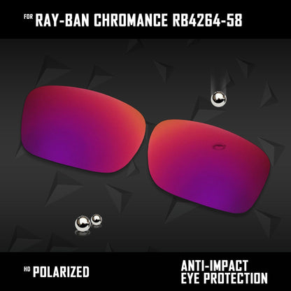 Anti Scratch Polarized Replacement Lenses for-Ray-Ban Chromance RB4264-58 Options
