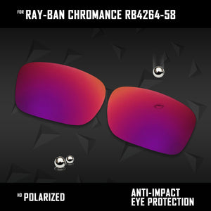 Anti Scratch Polarized Replacement Lenses for-Ray-Ban Chromance RB4264-58 Options