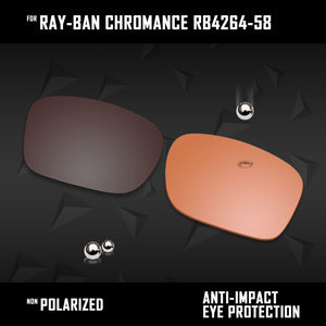 Anti Scratch Polarized Replacement Lenses for-Ray-Ban Chromance RB4264-58 Options