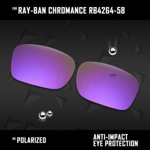 Anti Scratch Polarized Replacement Lenses for-Ray-Ban Chromance RB4264-58 Options
