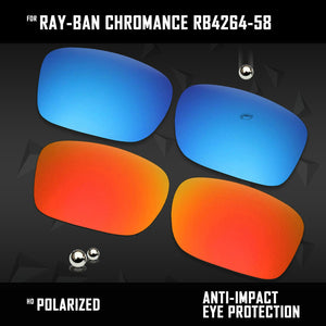 Anti Scratch Polarized Replacement Lenses for-Ray-Ban Chromance RB4264-58 Options