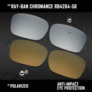 Anti Scratch Polarized Replacement Lenses for-Ray-Ban Chromance RB4264-58 Options