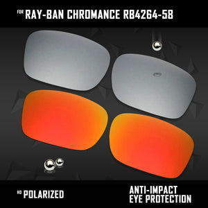 Anti Scratch Polarized Replacement Lenses for-Ray-Ban Chromance RB4264-58 Options