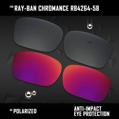 Anti Scratch Polarized Replacement Lenses for-Ray-Ban Chromance RB4264-58 Options