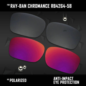 Anti Scratch Polarized Replacement Lenses for-Ray-Ban Chromance RB4264-58 Options