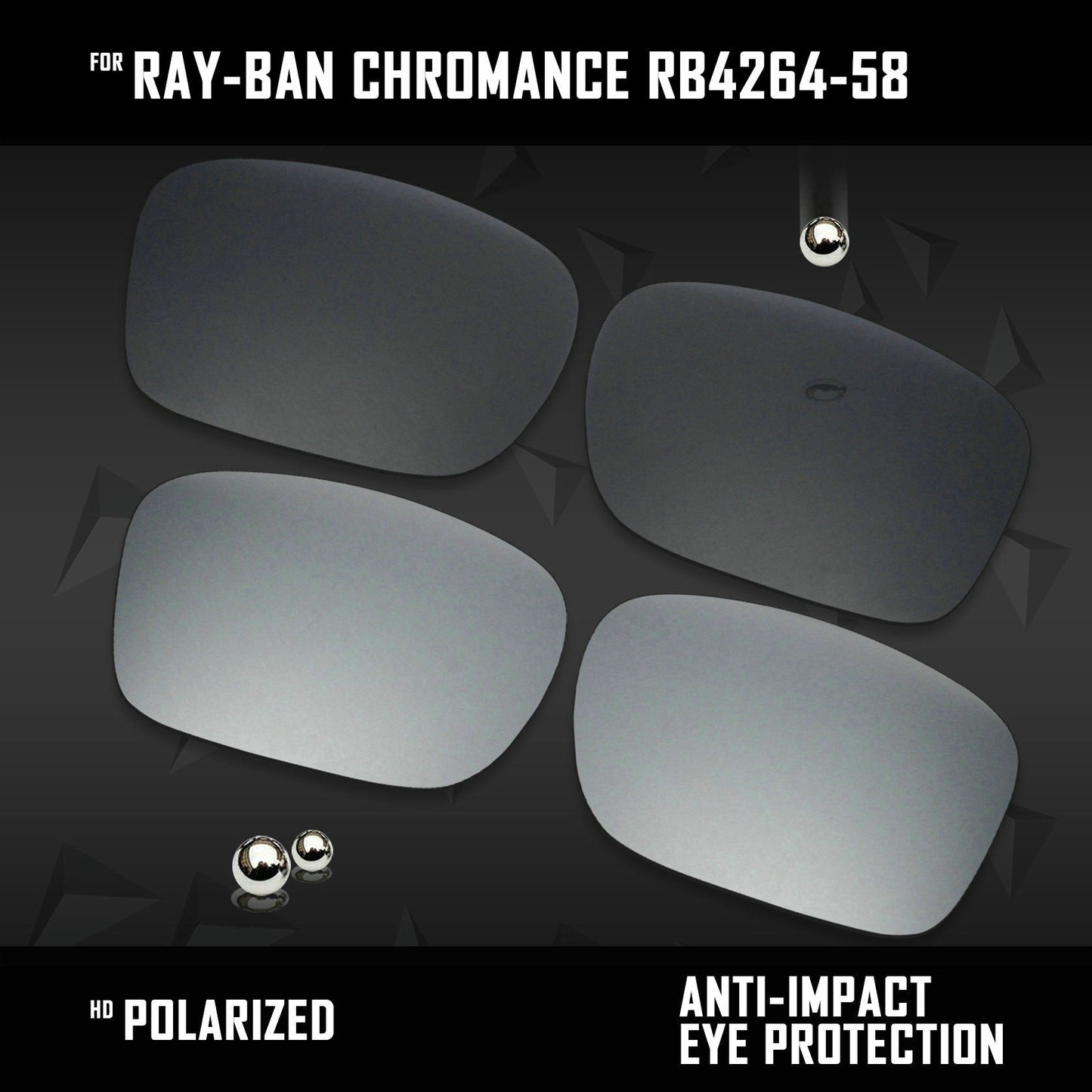 Anti Scratch Polarized Replacement Lenses for-Ray-Ban Chromance RB4264-58 Options