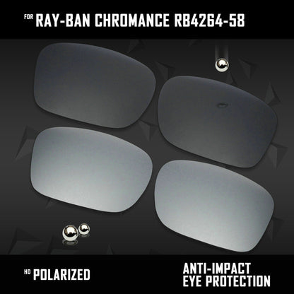 Anti Scratch Polarized Replacement Lenses for-Ray-Ban Chromance RB4264-58 Options