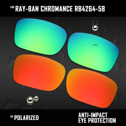 Anti Scratch Polarized Replacement Lenses for-Ray-Ban Chromance RB4264-58 Options