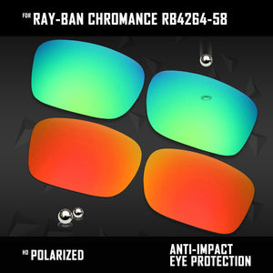 Anti Scratch Polarized Replacement Lenses for-Ray-Ban Chromance RB4264-58 Options