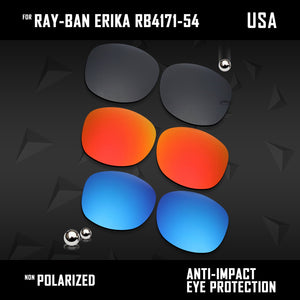 Anti Scratch Polarized Replacement Lenses for-Ray-Ban Erika RB4171-54 Options