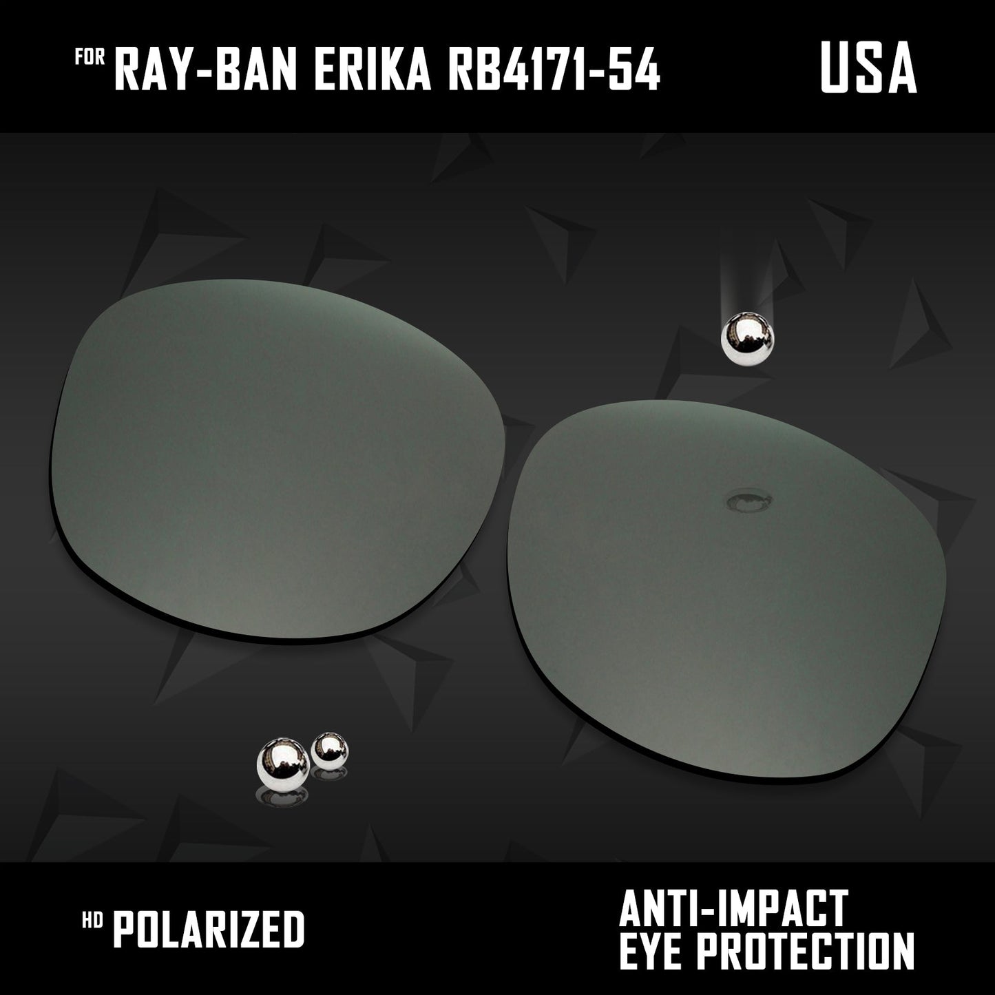 Anti Scratch Polarized Replacement Lenses for-Ray-Ban Erika RB4171-54 Options