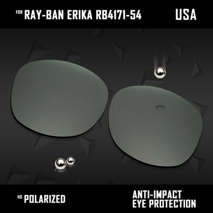 Anti Scratch Polarized Replacement Lenses for-Ray-Ban Erika RB4171-54 Options