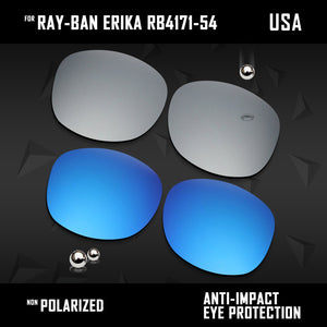 Anti Scratch Polarized Replacement Lenses for-Ray-Ban Erika RB4171-54 Options
