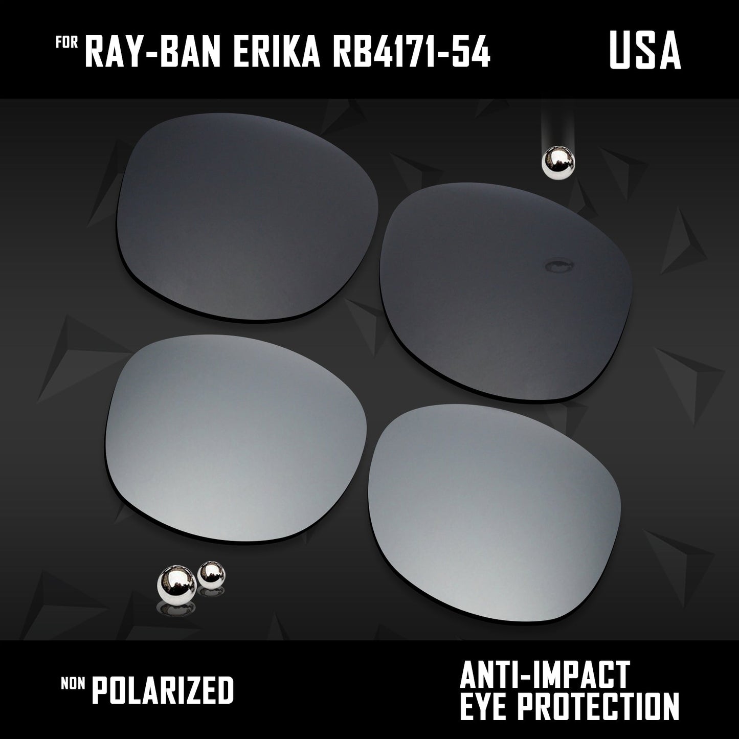 Anti Scratch Polarized Replacement Lenses for-Ray-Ban Erika RB4171-54 Options
