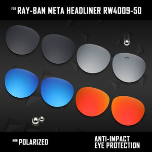 Anti Scratch Polarized Replacement Lenses for-Ray-Ban Meta Headliner RW4009-50 Options