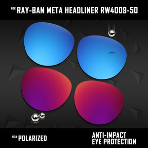 Anti Scratch Polarized Replacement Lenses for-Ray-Ban Meta Headliner RW4009-50 Options