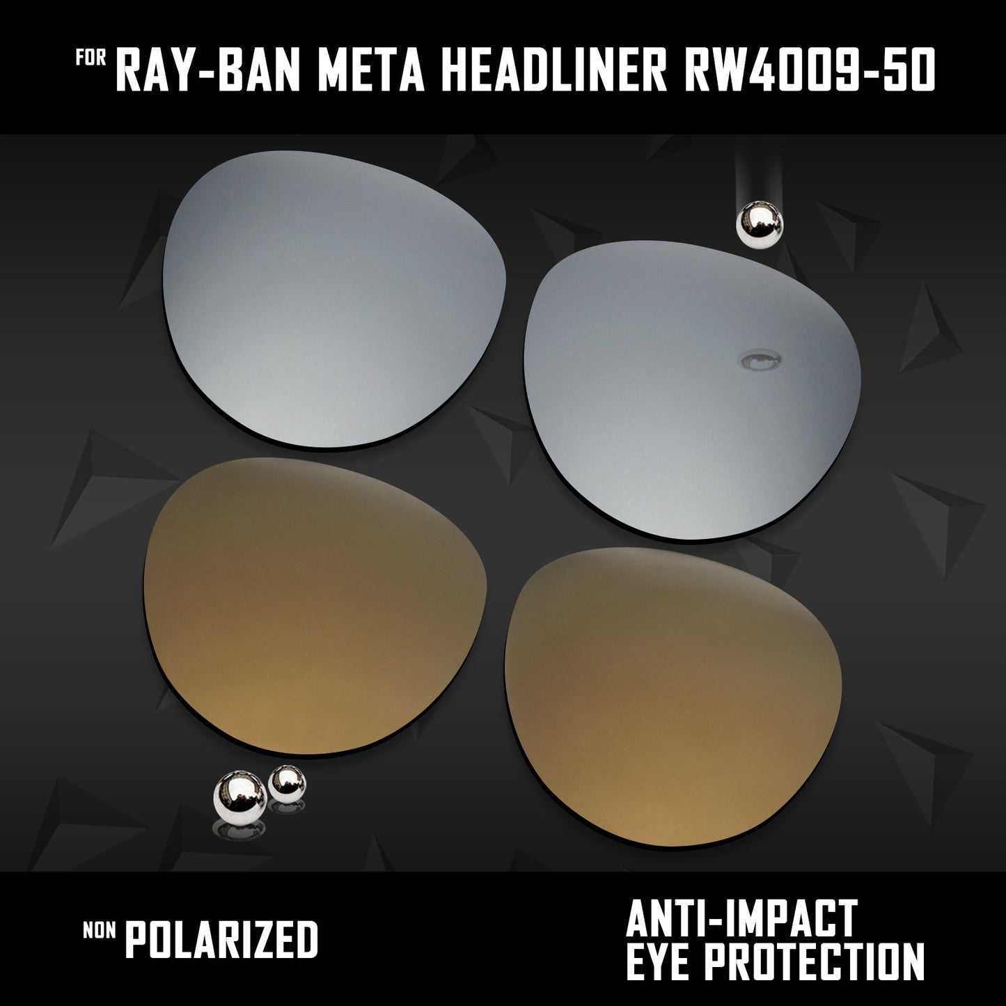 Anti Scratch Polarized Replacement Lenses for-Ray-Ban Meta Headliner RW4009-50 Options