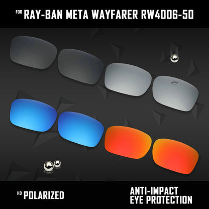 Anti Scratch Polarized Replacement Lenses for-Ray-Ban Meta Wayfarer RW4006-50 Options