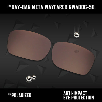 Anti Scratch Polarized Replacement Lenses for-Ray-Ban Meta Wayfarer RW4006-50 Options