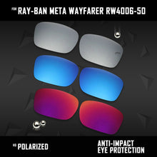 Load image into Gallery viewer, Anti Scratch Polarized Replacement Lenses for-Ray-Ban Meta Wayfarer RW4006-50 Options