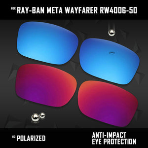 Anti Scratch Polarized Replacement Lenses for-Ray-Ban Meta Wayfarer RW4006-50 Options