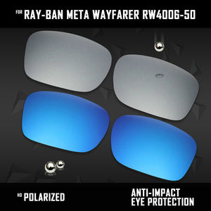 Anti Scratch Polarized Replacement Lenses for-Ray-Ban Meta Wayfarer RW4006-50 Options