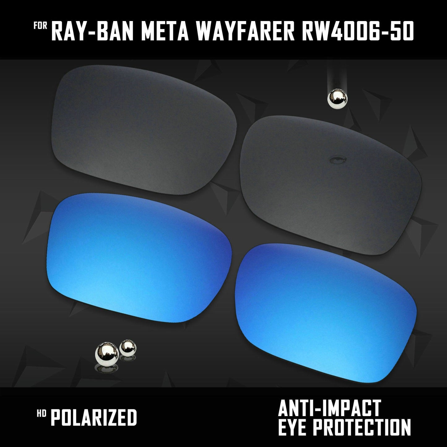 Anti Scratch Polarized Replacement Lenses for-Ray-Ban Meta Wayfarer RW4006-50 Options