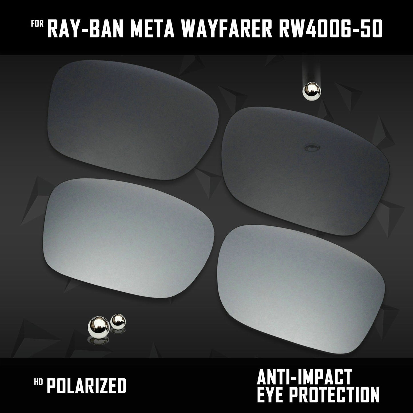 Anti Scratch Polarized Replacement Lenses for-Ray-Ban Meta Wayfarer RW4006-50 Options
