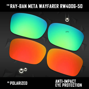 Anti Scratch Polarized Replacement Lenses for-Ray-Ban Meta Wayfarer RW4006-50 Options