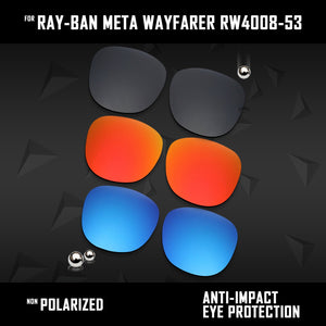 Anti Scratch Polarized Replacement Lenses for-Ray-Ban Meta Wayfarer RW4008-53 Options