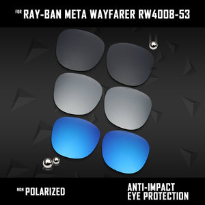 Anti Scratch Polarized Replacement Lenses for-Ray-Ban Meta Wayfarer RW4008-53 Options