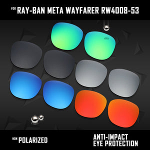 Anti Scratch Polarized Replacement Lenses for-Ray-Ban Meta Wayfarer RW4008-53 Options